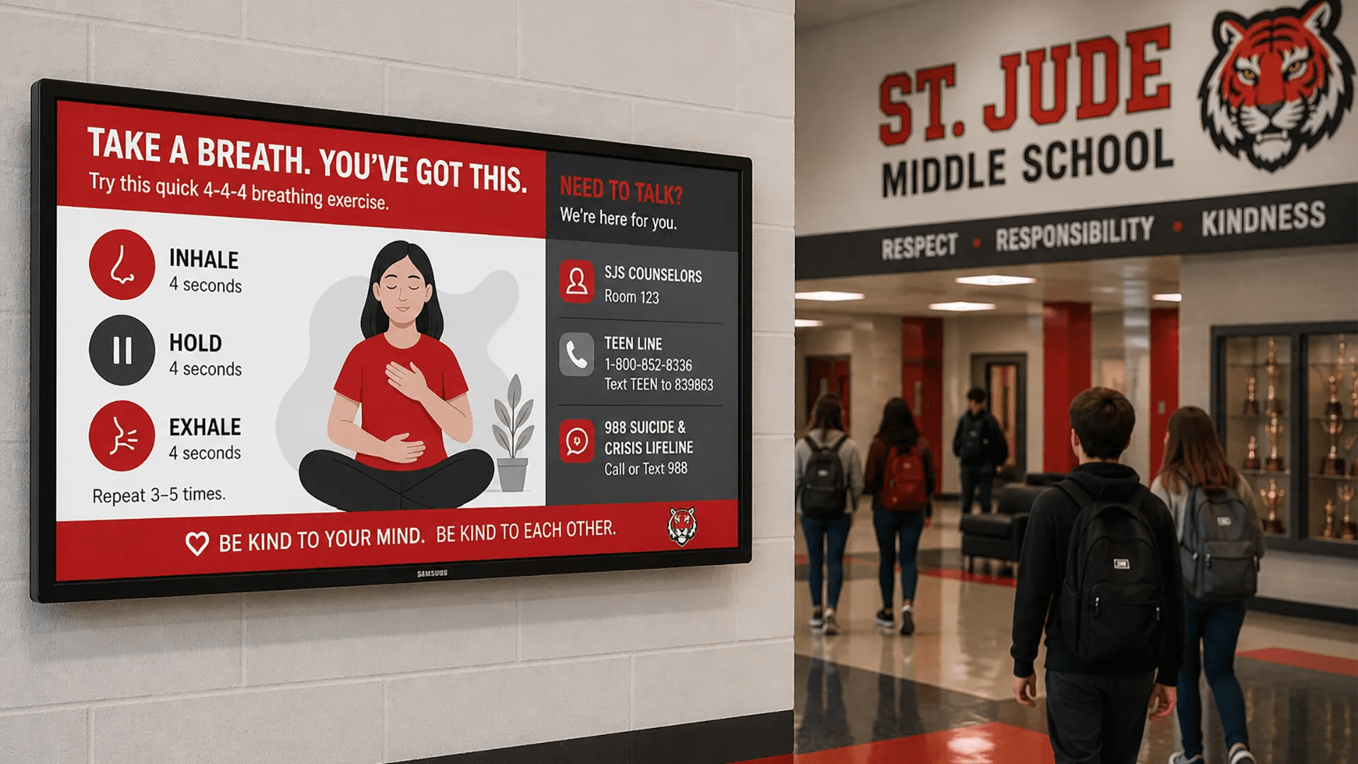Wellness slides displayed campus-wide on Arreya digital signage.