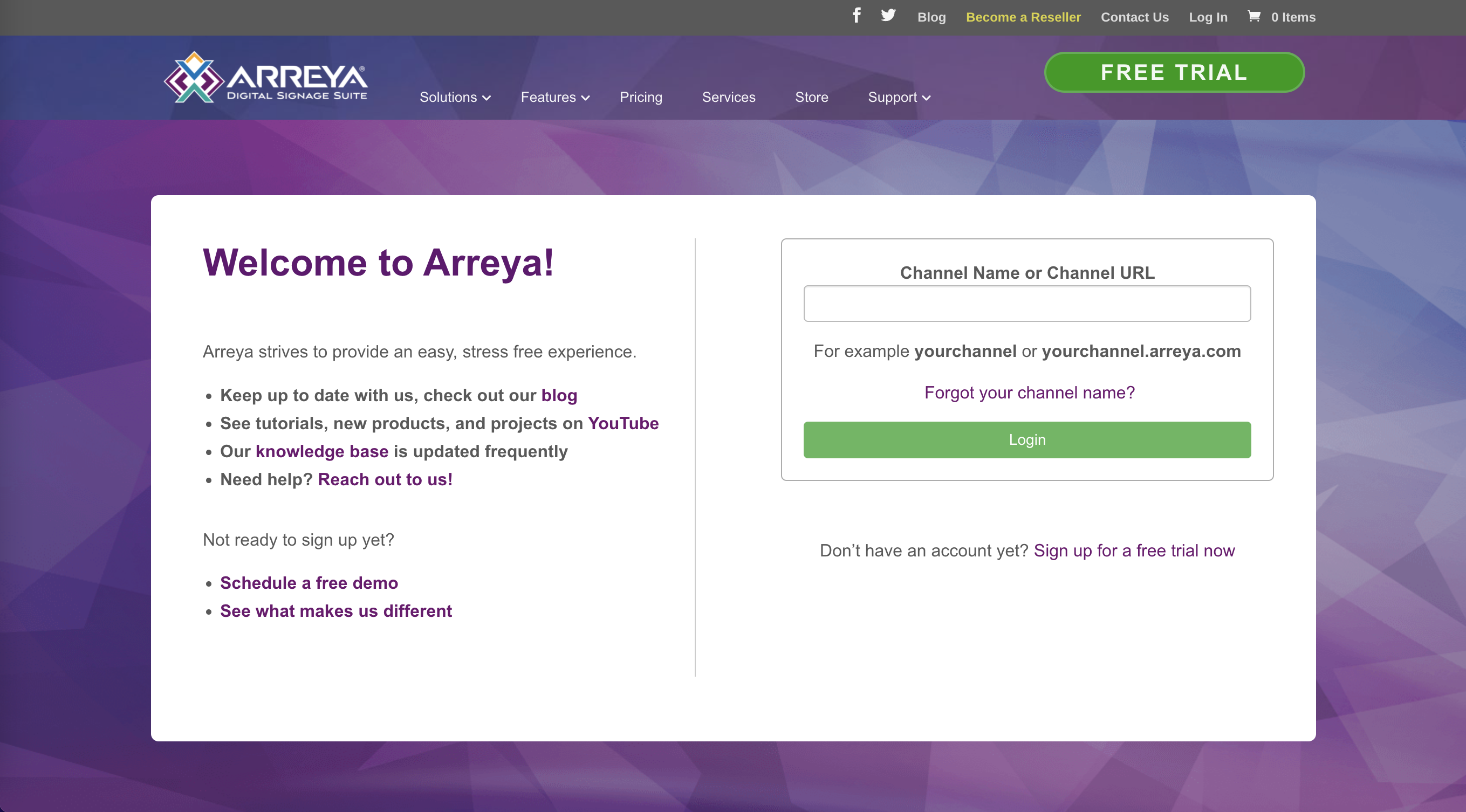 Login to Arreya from Arreya Website