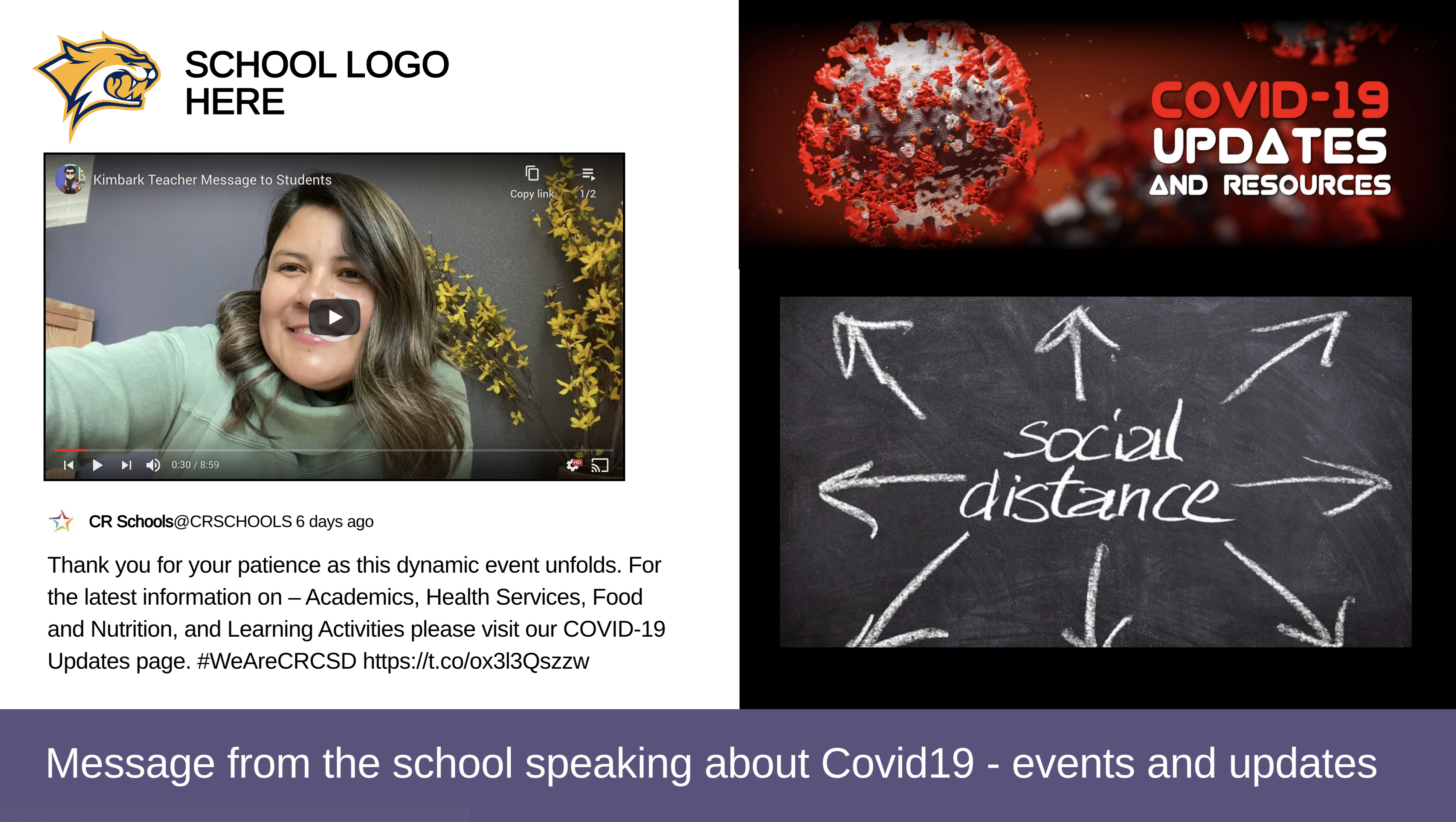 School Message COVID-19 Template For Digital Signage