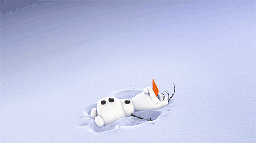 Animated graphic of Olaf making a snow angel in the snow