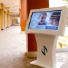 Touch screen floor kiosk for digital signage with 43" screen..