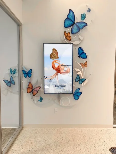 digital donor display with dimensional butterflies