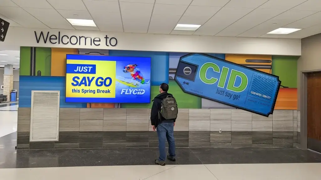 XL Digital Signage Wall display greets visitors at a regional airport..