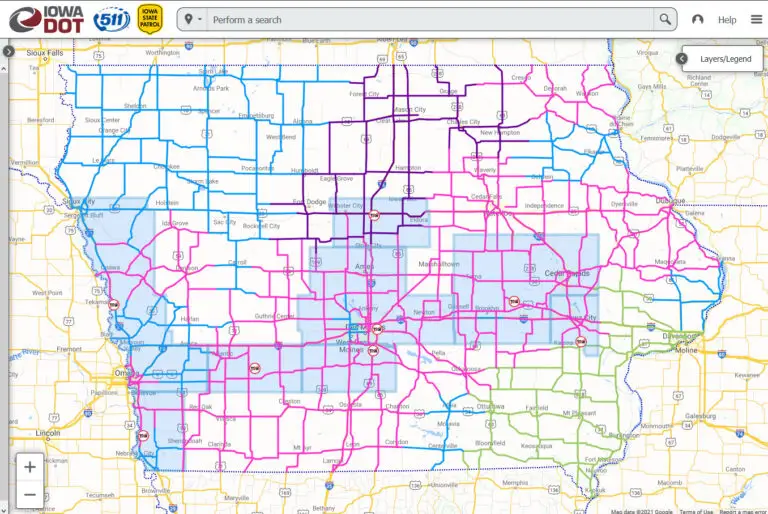 picture of iowa's major roads with a various array of road conditions