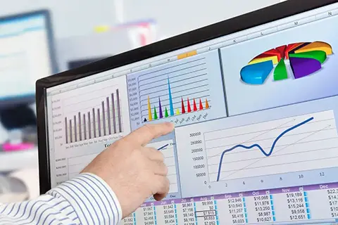 Bars graphs and charts showing rates and numbers