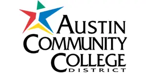 Austin Community College District logo with a green, blue, yellow and red star icon