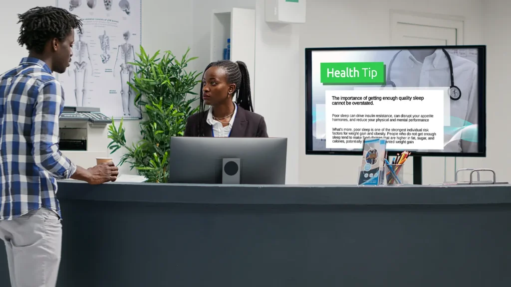 hospital digital signage lobby reception arreya