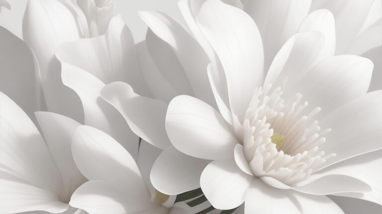 An AI image of white lotus flowers close up and filling the image.