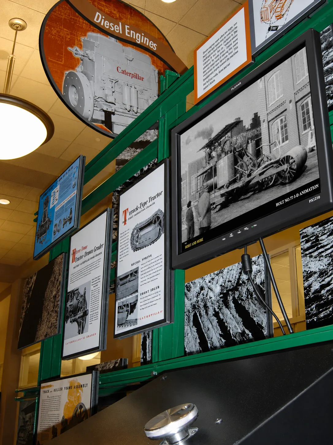 Caterpillar corporate history display with digital signage