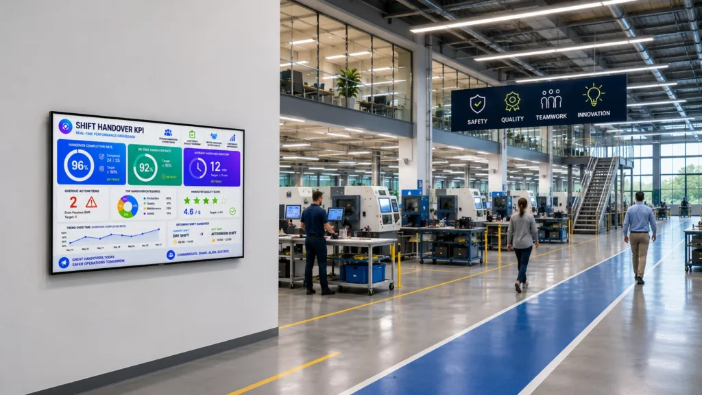 shift handover digital signage kpi data arreya